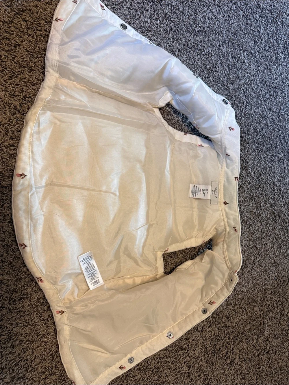 Girls' Cream Quilted Floral Vest
